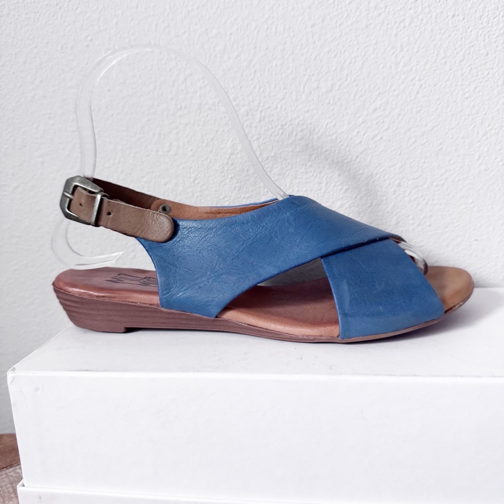 Miz Mooz Blue and Brown Leather Women's Sandals - Picture 3 of 12